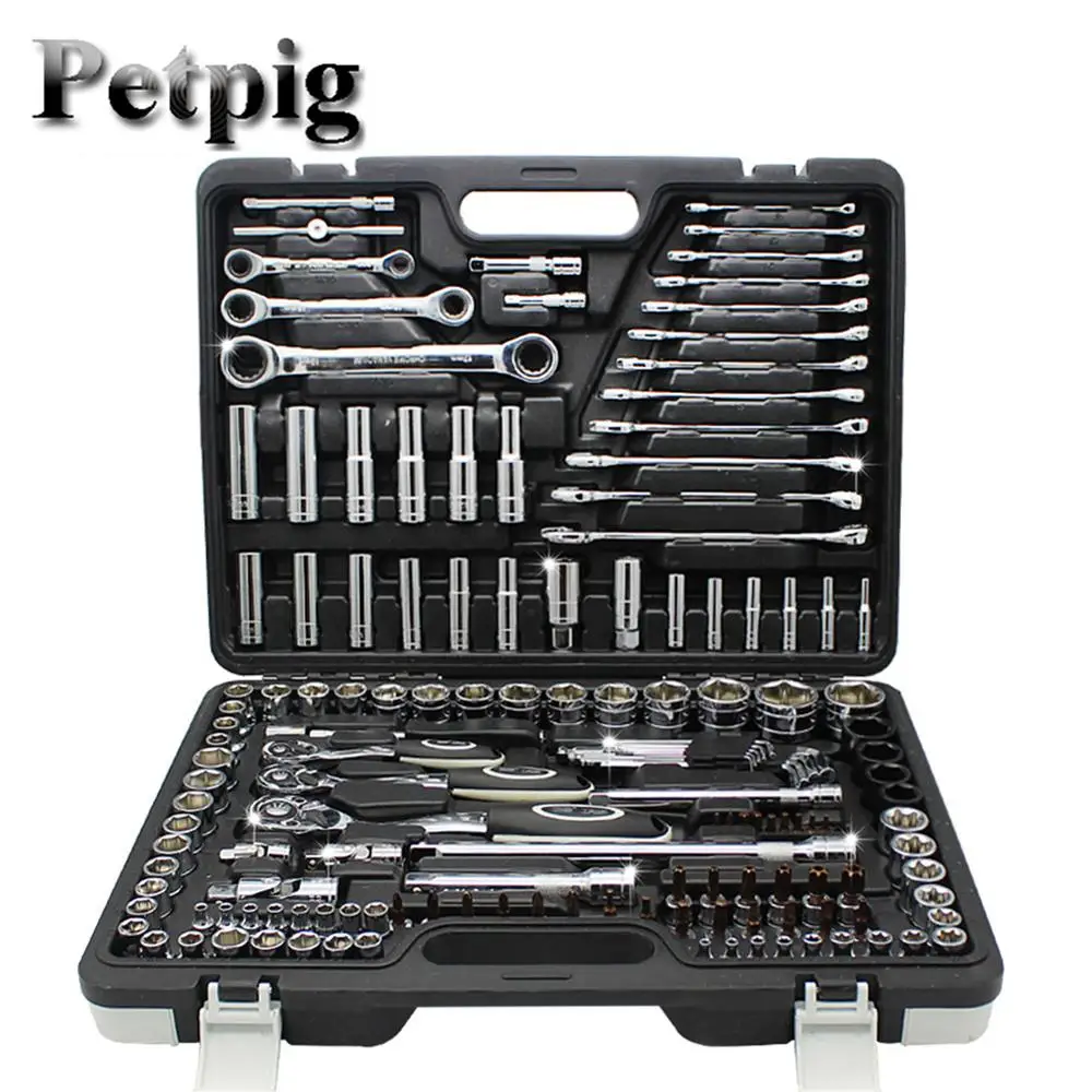 Набор инструментов Petpig, 153 шт., набор инструментов для автомобиля, Мультитул, отвертка, набор электрика, ящик для инструментов, профессиональная коробка для инструментов с инструментами