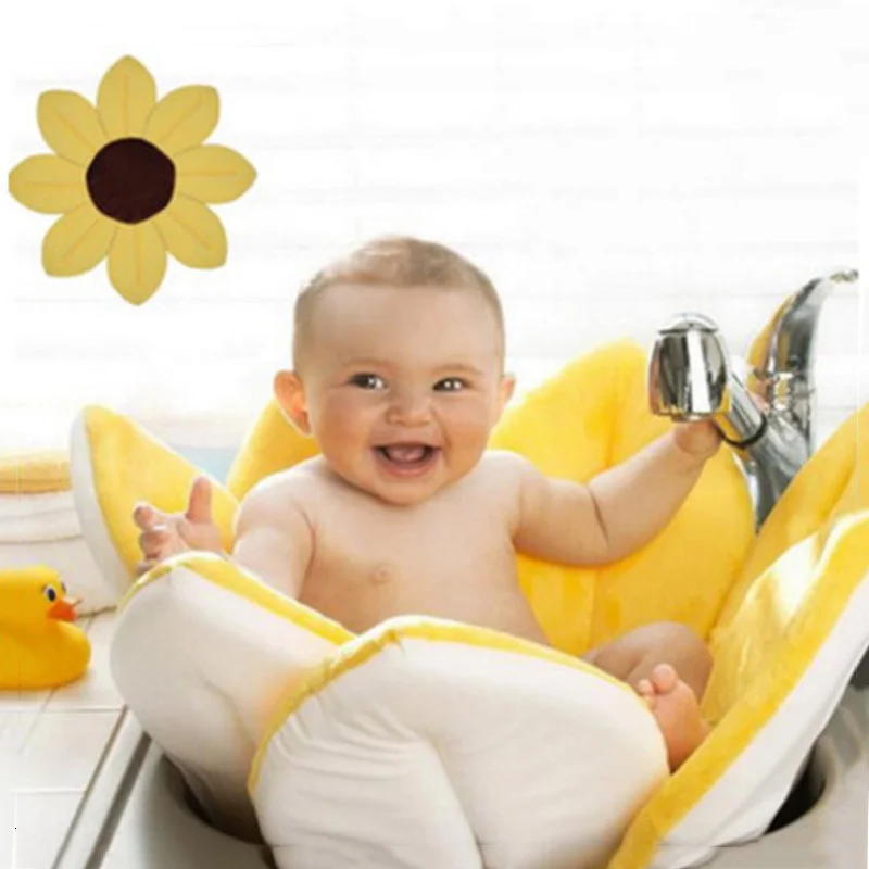 

Newborn Baby Flower Bath Tub Baby Foldable Blooming Bath Infant Plush Floral Cushion Mat Boys Girls Security Petal Seat Pad 80CM