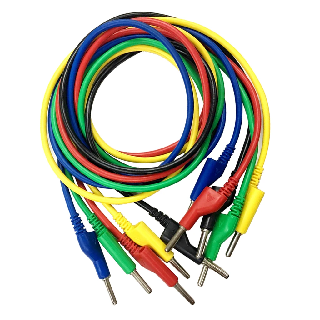4mm Banana Plug Male Jack Silicone Test Cable 1Meter - Pack of 5Pcs