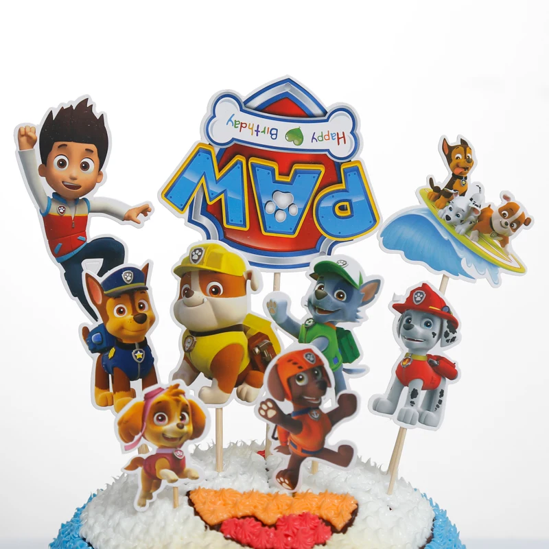 A Paw Patrol украшение для дня рождения, Щенячий патруль, торт, открытка, фруктовый плагин, товары для дня рождения, Paw Patrol, игрушки для детей - Цвет: A