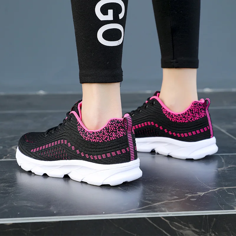 New Women Casual Shoes 2021 Summer Breathable Sock Shoes Lace-up Walking Shoes Ladies Outdoor Sneakers Women's Vulcanized Shoes