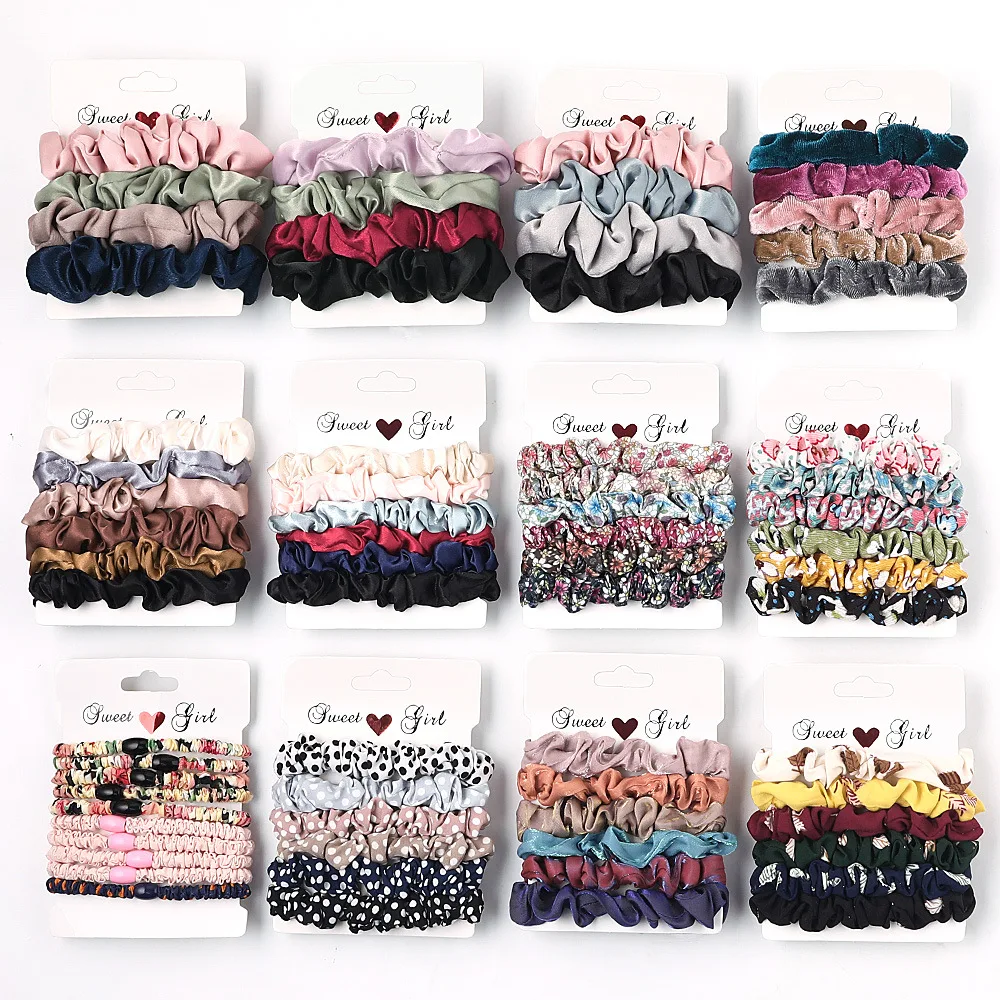 

3-6Pcs/Pack Scrunchies Set Hair Ties Women Elastic Hair Bands Trendy Satin Velvet Ponytail Holder Ladies Girls Hair Accessories