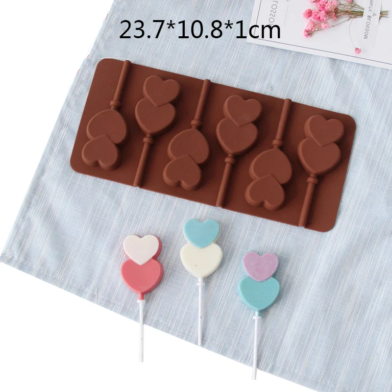 Силиконовая форма для леденцов формы круглый сердце желеобразная шоколадная конфета(для выпечки) охладительные Формочки пончик форма для торта в виде цветка инструменты для украшения - Color: double heart A
