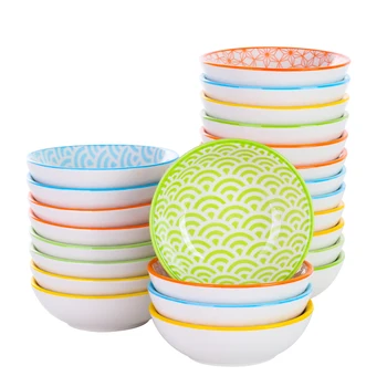 

Vancasso Natsuki 8/16/24-Pieces 3.5" Porcelain Japanese Style Snack Dipping Dishes Patterned Multi-Color Dish Set(8.8*8.8*2.8cm)