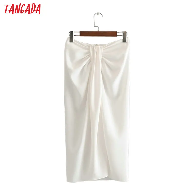 Tangada women pleated white midi skirt faldas mujer vintage side zipper office ladies elegant chic mid calf skirts 3H571 Tangada women pleated white midi skirt faldas mujer vintage side zipper office ladies elegant chic mid calf skirts 3H571
