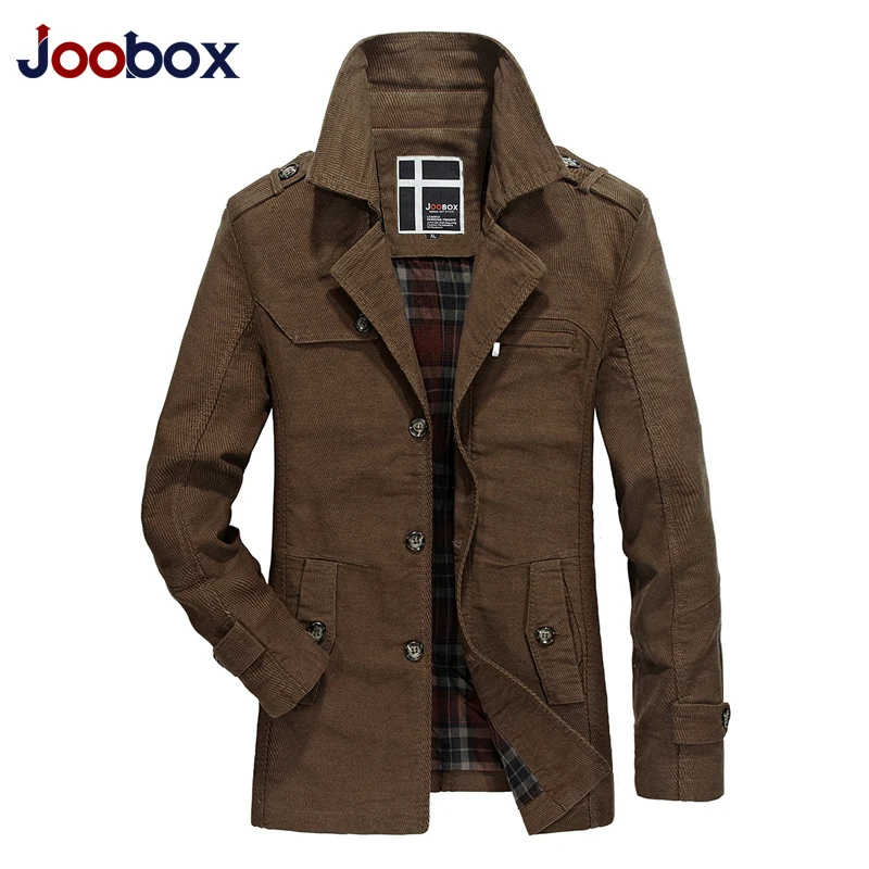 Joobox New Men Fashion Jacket Coat Spring Brand Men's Casual Fit Wild Overcoat Jacket Solid Color Trench Coat Male