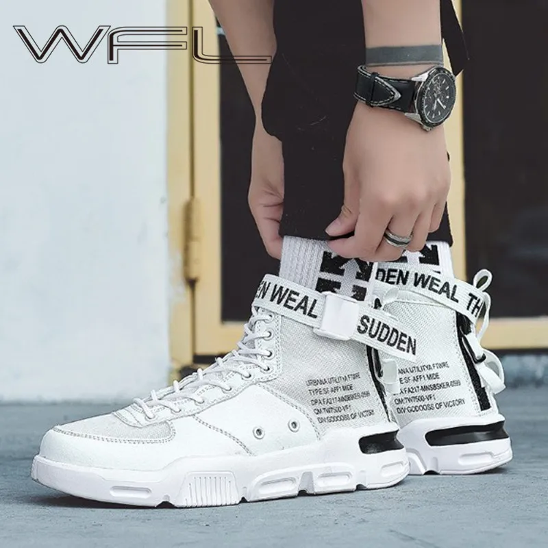 

WFL Men High-top Sneakers Canvas Shoes Tide Hip-hop Trend Men's Shoes New Zapatos Hombre Breathable Lace-up Outdoor Casual Shoes