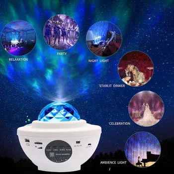 

USB Voice Control Music Player Colorful Starry Sky Galaxy Projector Blueteeth LED Night Light USB Charging Projection Lamp Gift#