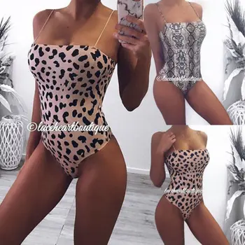 

New Womens leopard printed Sleeveless Ladies Stretch Leotard Top Bodysuit 6-14