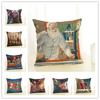 

Christmas Santa Claus Decorative Pillows Festival Xmas Cushion Set Sofa Bed Car Square Pillow Home Decorative