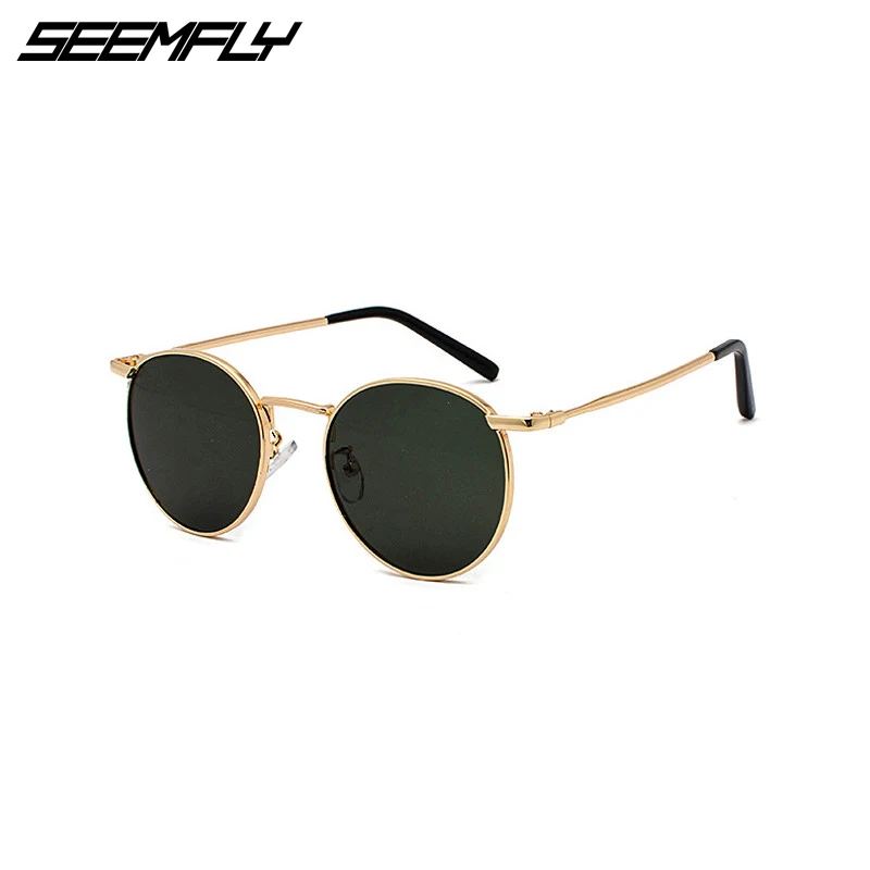 

SEEMFLY Vintage Sunglasses Women Men Round Metal Outdoor Driving Anti UV Sun Glasses Brand Design Retro Fashion Shades Goggle