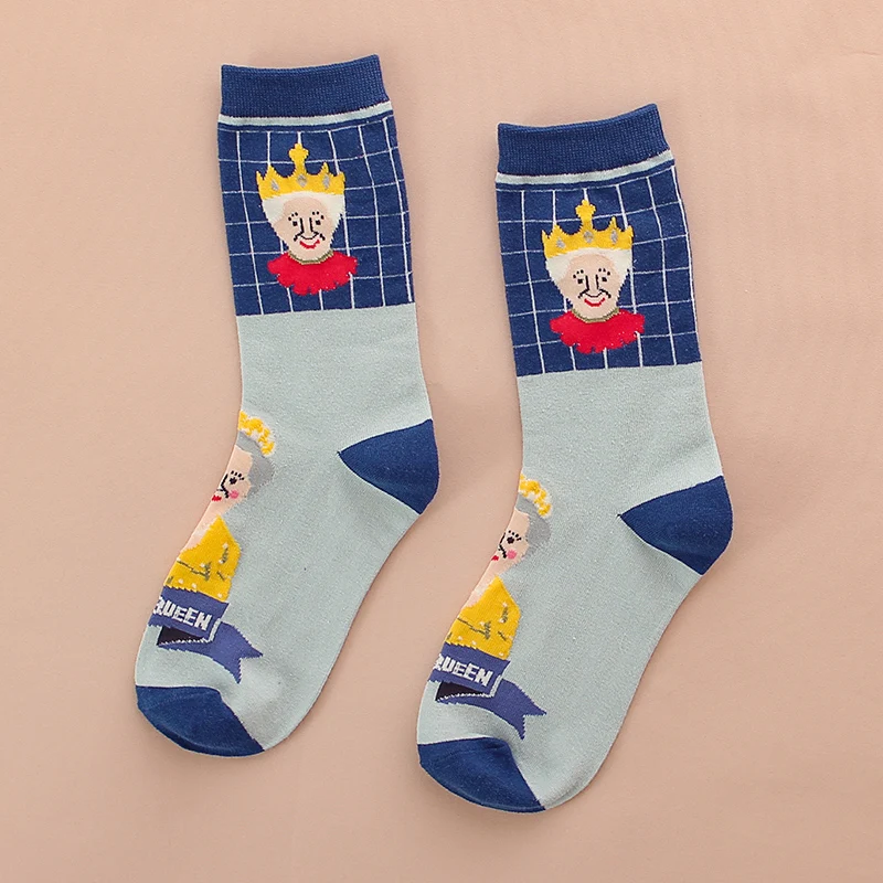 

1Pair Short Socks Funny Fashion Cartoon Anime Jumping Candy Lady Middle Tube Socks Cotton Sports Women Socks