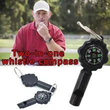Открытый Кемпинг Пешие прогулки Компас 2 в 1 свисток компас черный брелок с компасом Открытый аварийный свисток инструмент