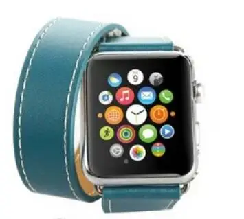 Серия 5/4/3/2/1 длинная из натуральной кожи ремешок для наручных часов Apple Watch, версии браслет двойной тур Браслет кожаный 38 мм 42 мм 40 мм 44 мм - Цвет ремешка: blue
