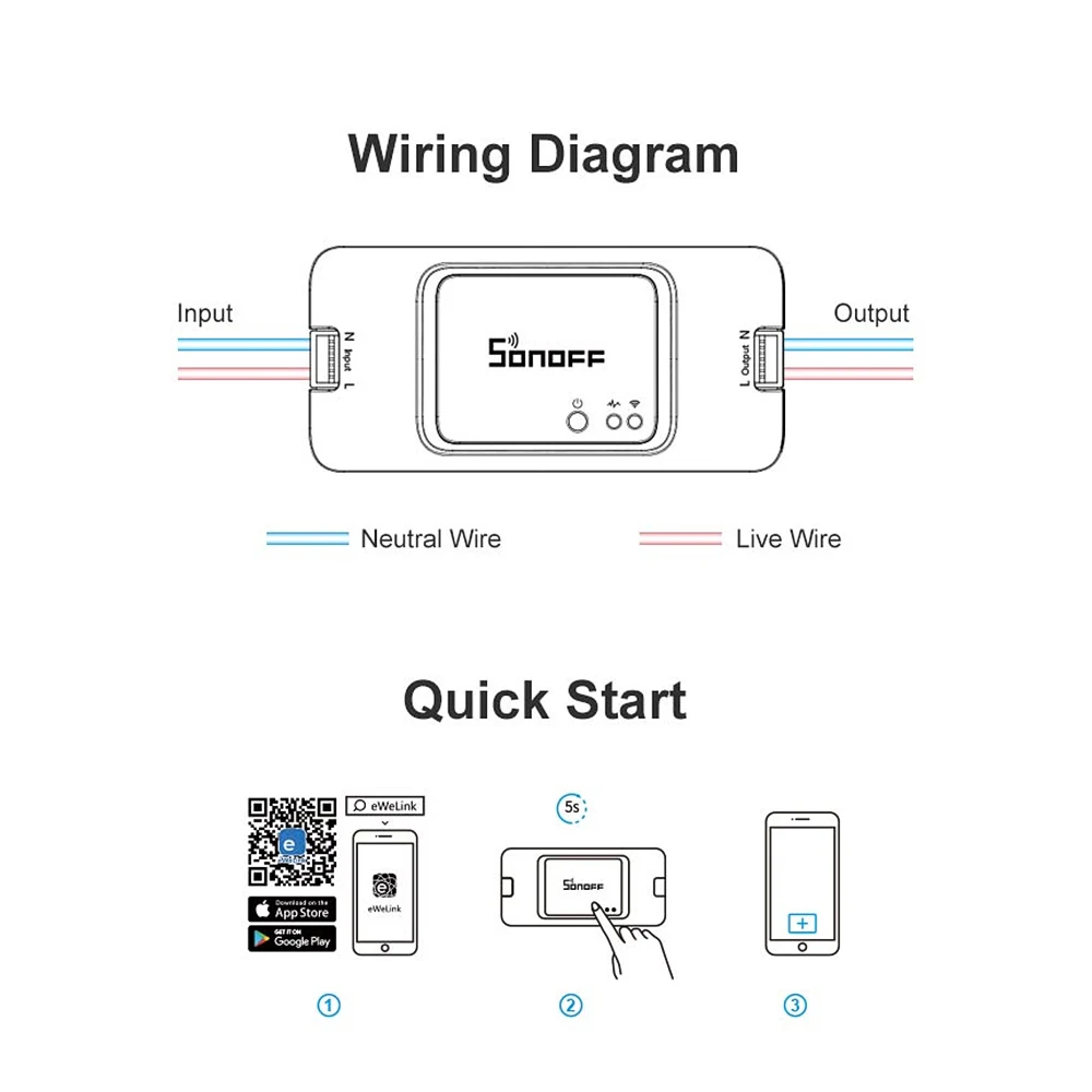 ITEAD SONOFF Basic R2/R3 Wifi беспроводной умный переключатель света DIY модуль приложение/LAN/голосовое дистанционное управление 10A Поддержка Google Home Alexa