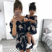 Одежда «Мама и я», Семейные комплекты, летнее платье с цветочным рисунком для мамы и дочки