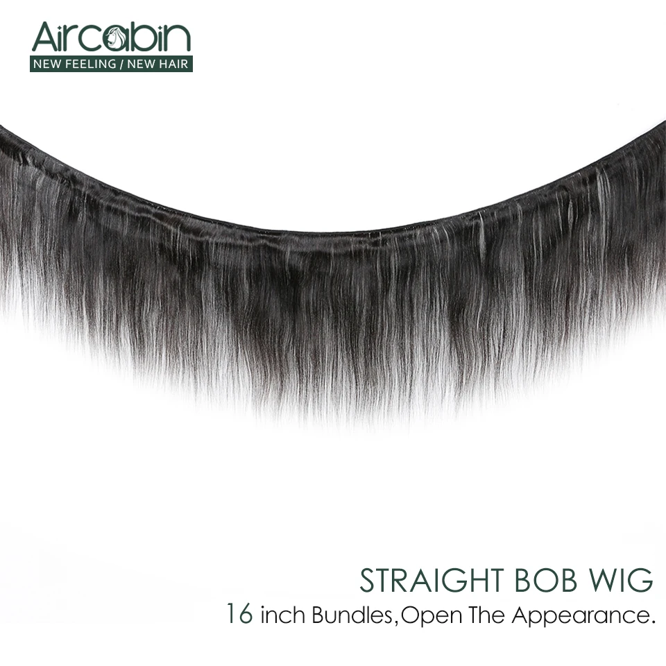 Aircabin 4x4 Short Lace Closure Human Hair Wigs 8"-16" Bob Wig For Black Women Natural Color Peruvian Low Ratio Non-Remy Hair