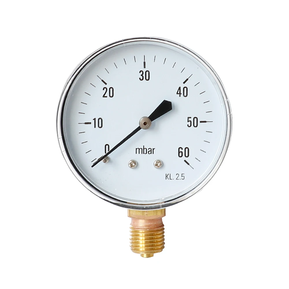 

0-60mbar/0-25mbar Compressor Compressed Air Pressure Gauge for Air Water Oil Gas Measurement Professional Tool Dropshipping