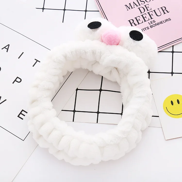 Big Eyes Headband Women Cute Yoga Makeup Wash Face Mask Hair Band Bow Elastic Turban Ladies Headband Tiara Hair Accessories - Цвет: Белый