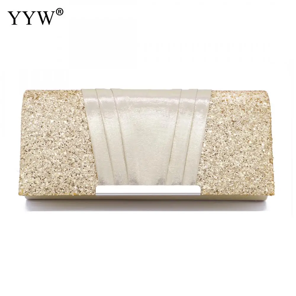gold Elegant Women Clutch Bag Sparkling Sequin Patchwork Handbag Shoulder Bags Glitter Prom Party Evening Ladies Purse Long Wallet - Цвет: gold