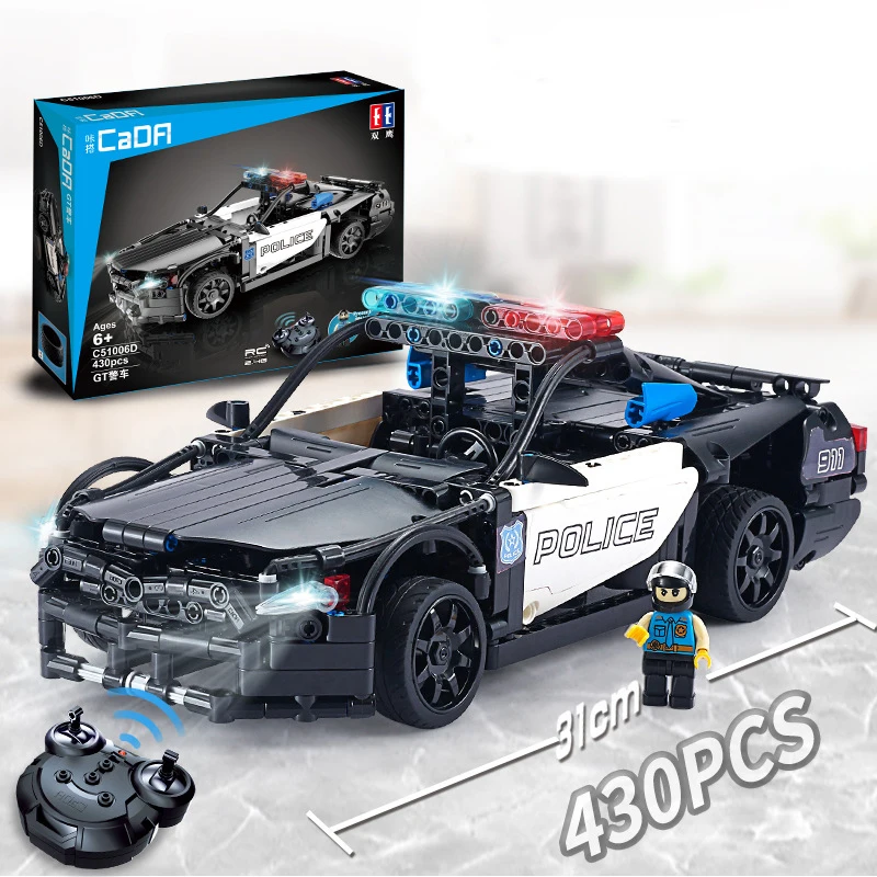 

New 2.4G Police Building Blocks Set Technic Remote Control Car Brick Model Toys For Chilldren Racing Sport Car Gifts