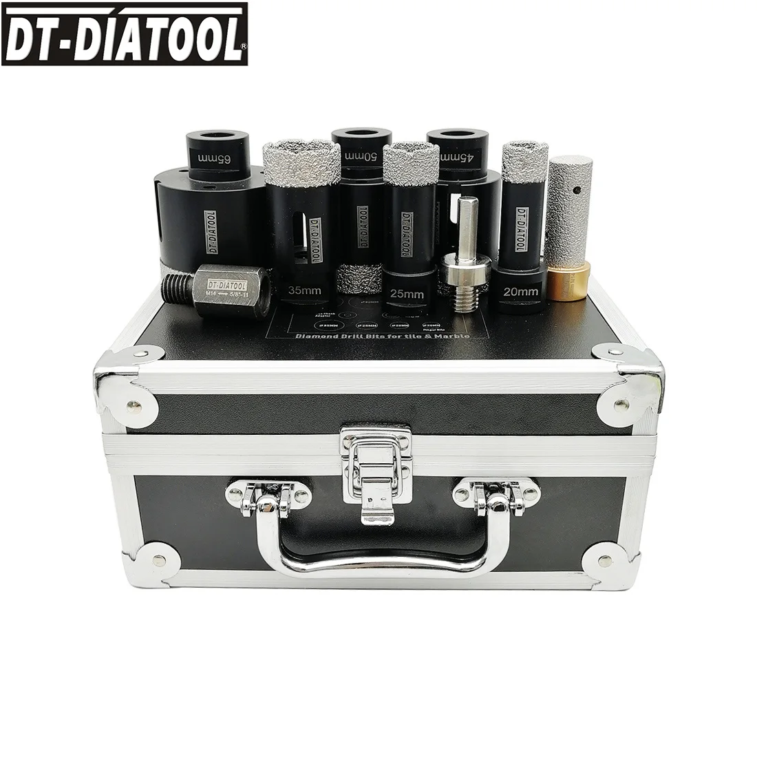 DT-DIATOOL 1 набор в коробке Вакуумной Пайки Алмазные сверла коронки, M14 или 5/8-11 разные размеры кольцевая пила плюс 3/" шестигранный и M14 адаптер