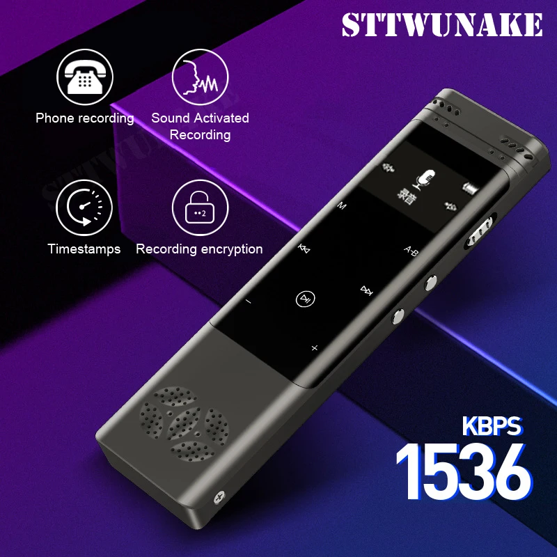 

STTWUNAKE Dictaphone voice recorder mini audio mp3 player professional digital recording record HD activated OTG connection