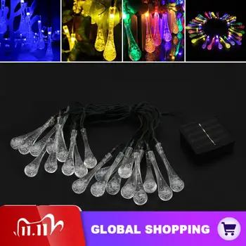 

OriGlam 15.75ft 20 LEDs Solar Powered Outdoor Colorful Twinkling Water Drop String Lights for Patio / Garden / Lawn / Porch