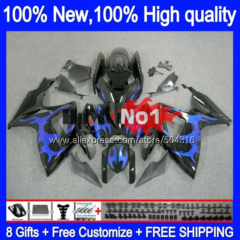 Корпус для SUZUKI GSX R600 GSX-R750 GSXR 600 750 CC 06 07 2006 2007 16MC. 53 GSXR-600 K6 GSXR600 GSXR750 06 07 обтекателя Синий Пламя