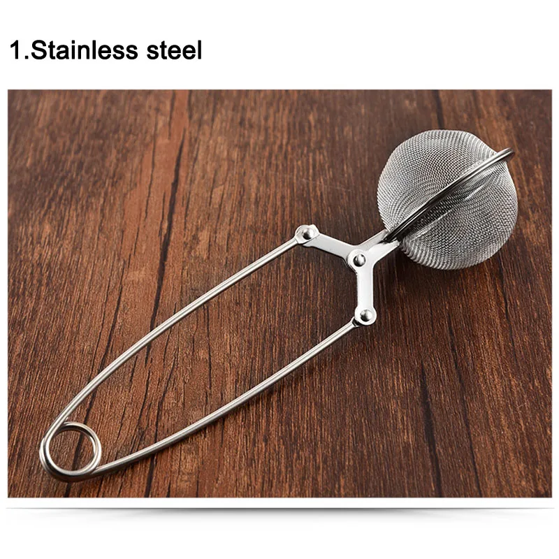 LongHandledTeaInfuserMeshBallLooseLeafTeaInfuserPincerStainlessSteelBallFilter