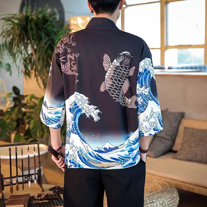 Japanese kimono cardigan men haori yukata male samurai costume clothing kimono jacket mens shirt yukata haori ZZ0004