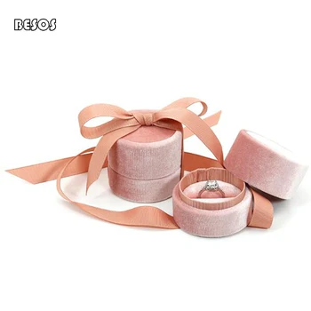 

High Grade Pure Color Corduroy Thread Ribbon Gift Box Wedding Holiday Necklace Ring Brooch Package Decorative Cardboard Gift Box