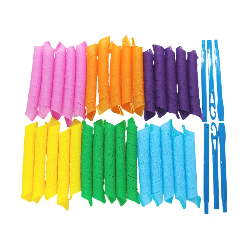 18PCS Hair Rollers 55/65/75cm Snail Shape Not Waveform Spiral Round Hair Curler Soft Curler Bendy Styling Tool DIY hair styling tool hair curling tools