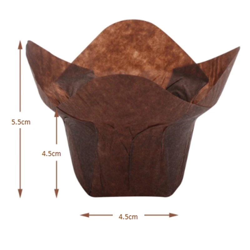 100 Pieces Lotus Baking Cupcake Muffin Liner Tissue, Baking Cup, Cake Stand, Muffin Liners, Home Party Bakery Use, Brown