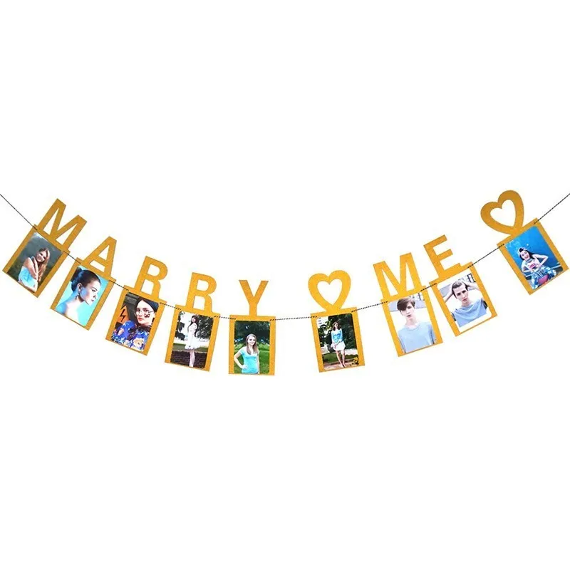 DIY Marry Me фоторамка баннер юбилей Свадебные украшения вечерние гирлянды свадебные баннеры украшения дома
