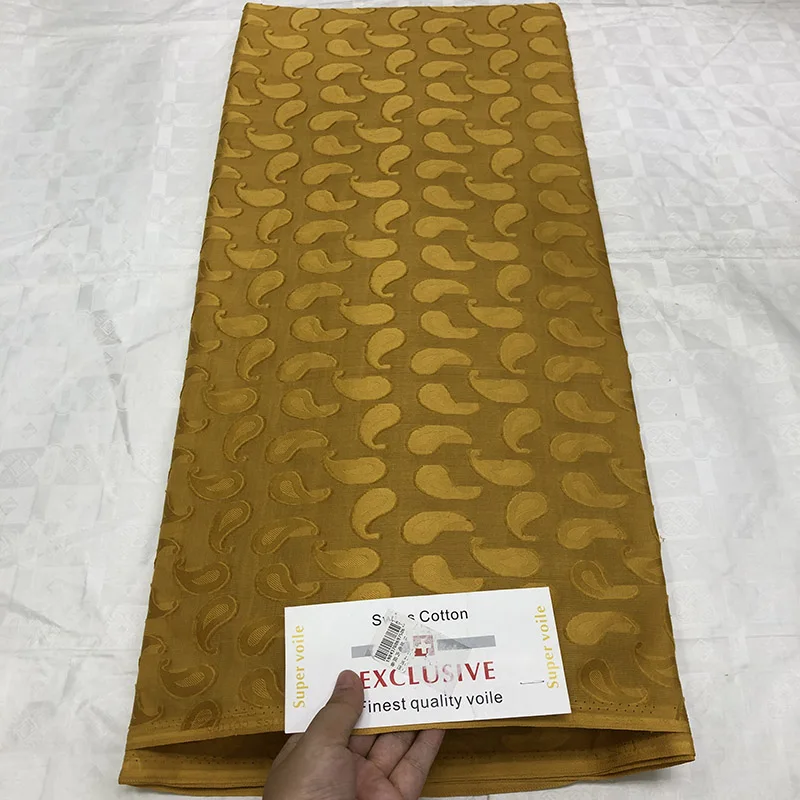 

2019 High Quality Gold French Lace Fabric African Guinea Brocade Fabric for Men&Women 5 yds/lot Cotton Tissu Swiss Voile Cotton