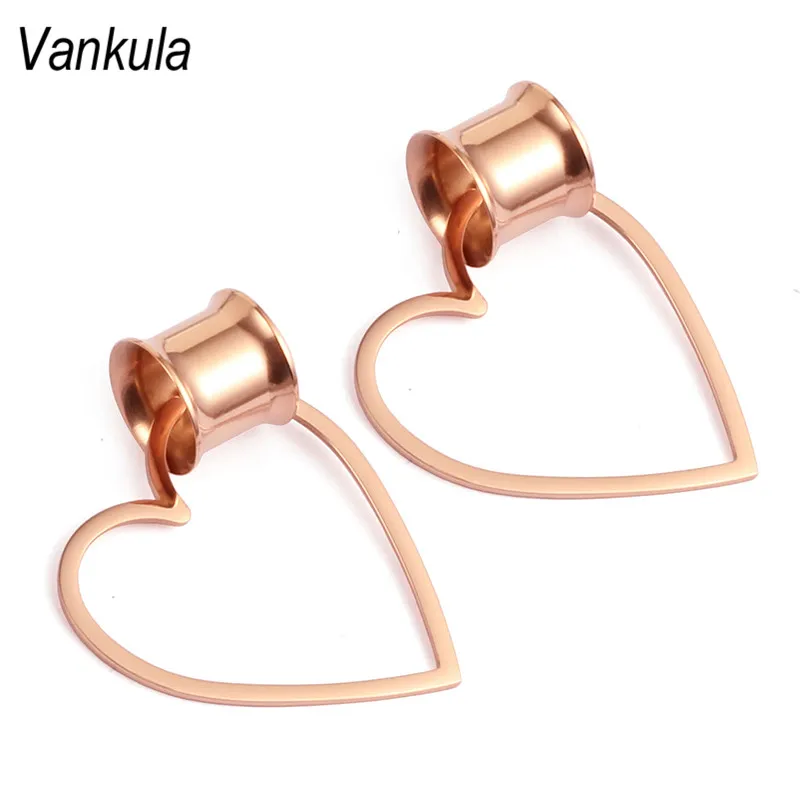 Vankula новые съемные серьги-Плаги для пирсинга в форме сердца, ювелирные изделия из нержавеющей стали, диаметры для ушей, туннели, носилки