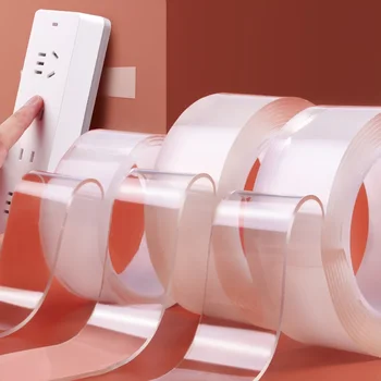

1/2/3/5M Home Nano Waterproof Magic Tape Double-Sided Tape Transparent No Trace Reusable Adhesive Tape Cleanable 024094