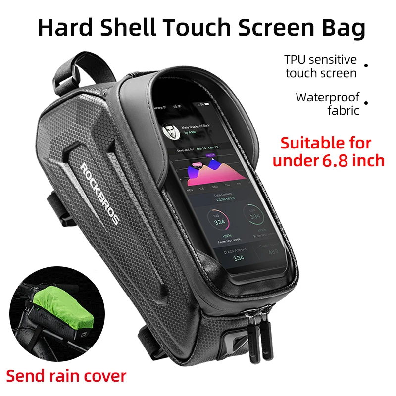 ROCKBROS - ROCKBROS-bolsa impermeable para bicicleta de montaña y carretera, funda para teléfono con pantalla táctil, para marco de tubo frontal superior, 6,5