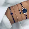 Nuevos Bohemios negro cuerda cadena pulsera para las mujeres aviones de Luna corazón brazalete con dije de cristal de la joyería de Boho ► Foto 2/6