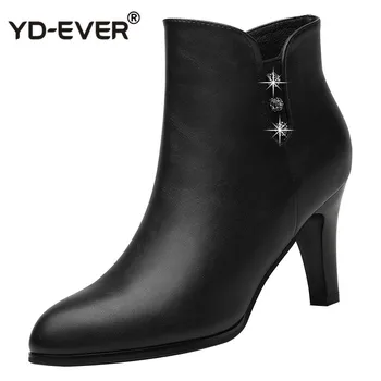

High Heel Female Woman Fashion Elegant Ankle Boots Autumn Winter Leather Boots Spring Sexy Lady Thin Heels Shoes