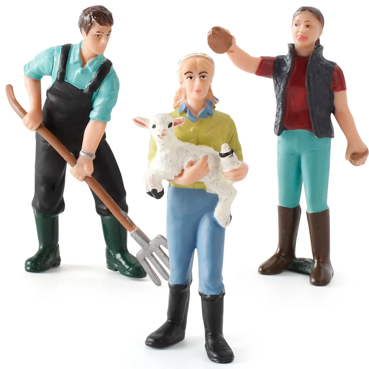 

New Products Fun Model Solid Ranch Farm Plow Workers Wash Workers Female Peasant Figure Toy Sets