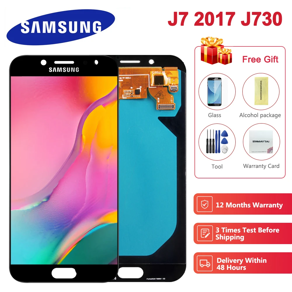 100% тест 5 &quotSUPER AMOLED дисплей для SAMSUNG Galaxy J7 Pro 2017 J730 J730F ЖК дигитайзер в сборе