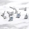Stainless Steel Gold/Silver Color Earrings 4-8mm Six Claws Zirconia Crystal Stud Earrings For Women Girl Wedding Jewelry 4