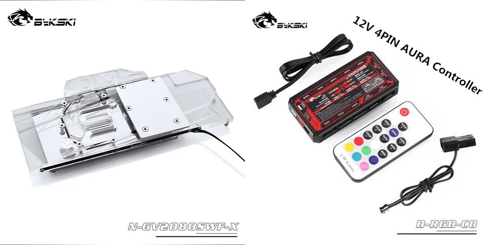 Bykski полный охват RGB/A-RGB GPU водяного охлаждения блок для VGA Gigabyte RTX2080 RTX2070 RTX2060 супер Windforce OC 8G видеокарта N-GV2080SWF-X - Цвет лезвия: Block 12V Controller