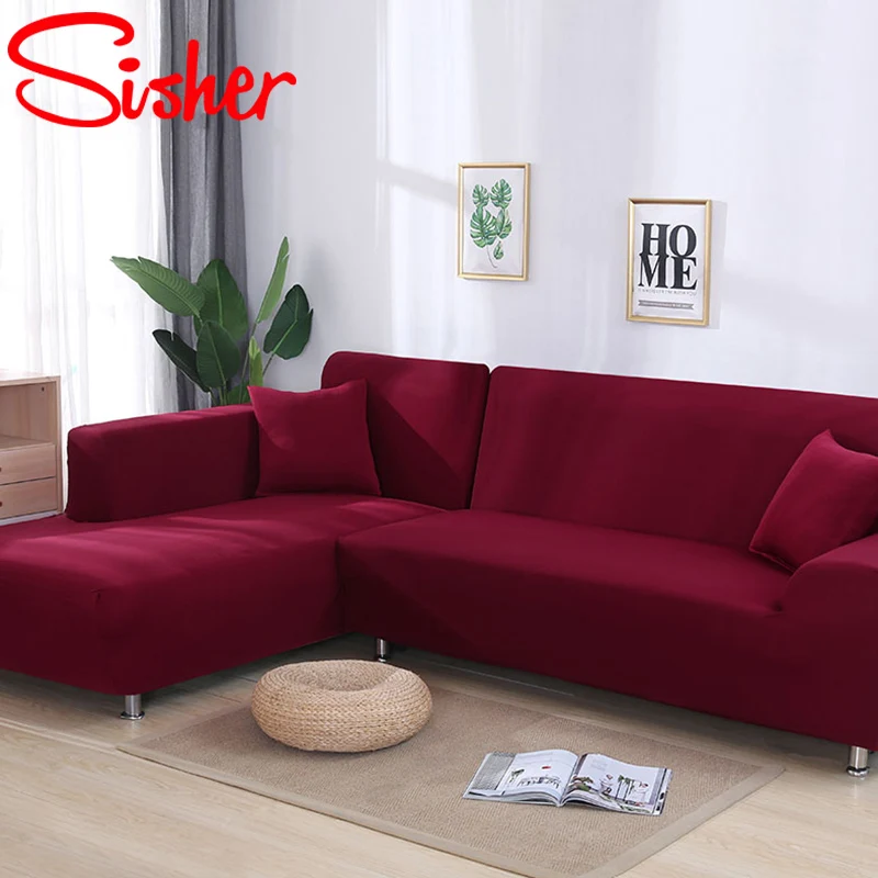 

Couch Cover Solid Color Slipcovers Armrest Sofa Covers for Living Room Tight Wrap Elastic L-style Sectional Corner Sofa Cover