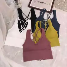 Sujetador deportivo de algodón para mujer, Top deportivo para Yoga, correr, gimnasio, ropa de Yoga, sujetador elástico para Fitness, Tops, ropa deportiva para mujer