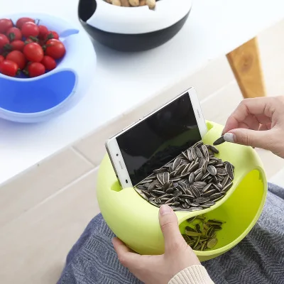 Multifunctional Plastic Double Layer Dry Fruit Containers Snacks Seeds Holder Desktops Plate Dish Organizer Storage Box Garbage Plastic Dinner Plates Plastic Snack Box