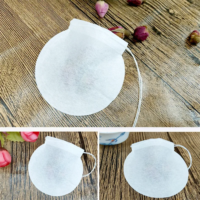 Круглые чайные мешки 100 шт чайные пакеты пустые Ароматические мешки для фильтрования чая заварки с веревкой заживляющая уплотнительная бумага чайные мешки для травяной листовой чай