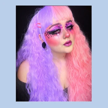 

TALANG high temperature fiber two-color long hair female wig Halloween party cosplay synthetic wig